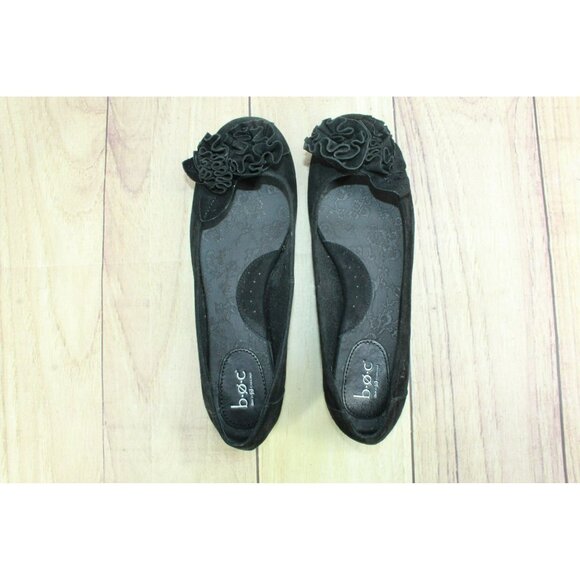 BOC Born Black Suede Slip-on Flower Top Casual Ballet Flat Shoes Size 9 M - Picture 7 of 10